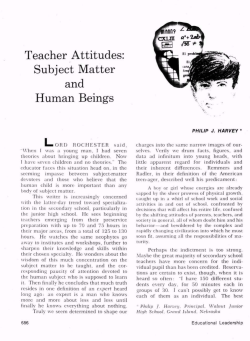 Teacher Attitudes: Subject Matter and Human Beings