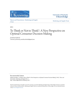 A New Perspective on Optimal Consumer Decision Making