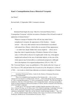 Kant`s Cosmopolitanism from a Historical Viewpoint