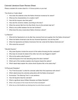 Colonial Literature Exam Review Sheet