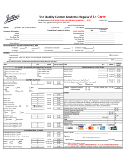 Jostens Fine Quality Regalia A La Carte Order