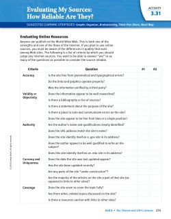 Evaluating My Sources: How Reliable Are They?