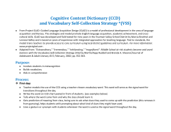 Cognitive Content Dictionary (CCD) and Vocabulary Self