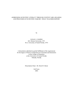 addressing scientific literacy through content area