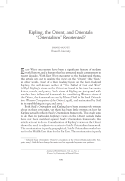 Kipling , the Orient, and Orientals: &ldquo; Orientalism