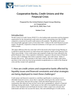 Cooperative Banks, Credit Unions and the Financial Crisis