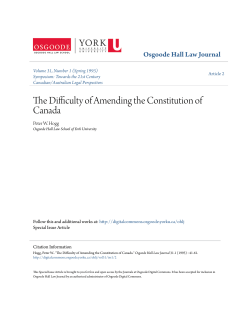 The Difficulty of Amending the Constitution of Canada