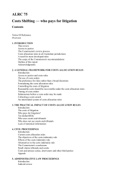 ALRC 75 Costs Shifting &mdash; who pays for litigation