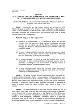 Ninth Philippine Legislature - National Research Council of the