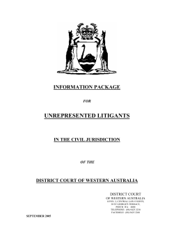 UNREPRESENTED LITIGANTS - District Court of Western Australia