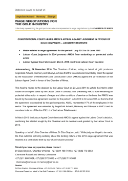 CONSTITUTIONAL COURT HEARS AMCU`S APPEAL AGAINST