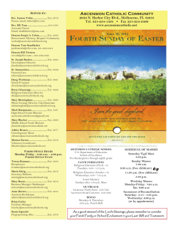 Page 1 Fourth Sunday of Easter B April 26, 2015 ASCENSION