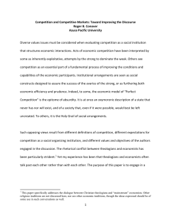 Competition and Competitive Markets