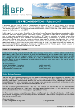 CASH RECOMMENDATIONS - February 2017