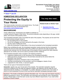 Homestead Declaration - Sacramento County Public Law Library