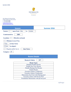 Season: Summer 2016 Rooms Details