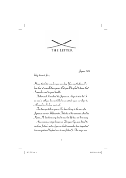 The Letter Japan, 1614 My dearest Jess, I hope this