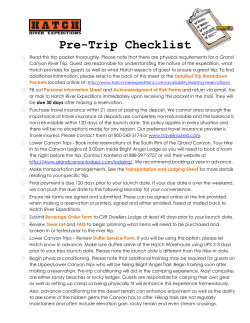 Pre-Trip Checklist - Hatch River Expeditions