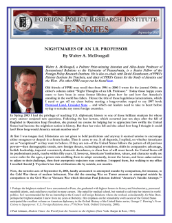 NIGHTMARES OF AN IR PROFESSOR By Walter A. McDougall