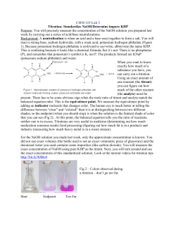 CHM 115 Lab 3 Titration: Standardize NaOH/Determine impure KHP