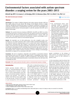 Environmental factors associated with autism spectrum