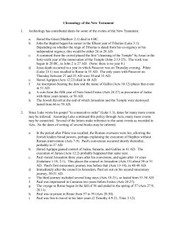 Chronology of the New Testament 1. Archeology has contributed