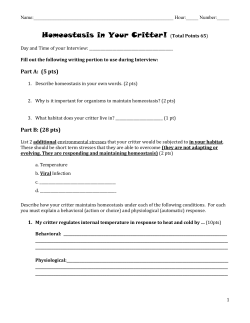 Homeostasis in Your Critter! (Total Points 65)