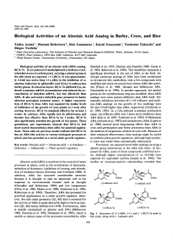 Biological Activities of an Abscisic Acid Analog in Barley, Cress, and