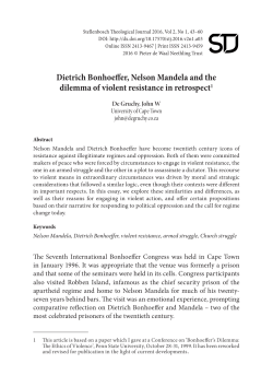 Dietrich Bonhoeffer, Nelson Mandela and the dilemma of violent