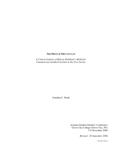 The Price of Private Law: A Critical Analysis of Murray Rothbard`s