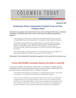 Ambassador Pinz&oacute;n Congratulates President Trump and Vice