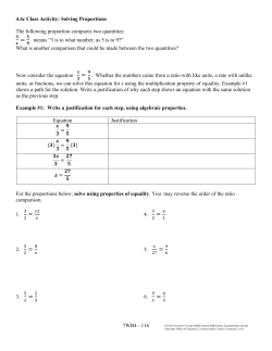 7WB4 - 116 4.4c Class Activity: Solving Proportions The following