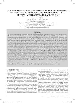 screening alternative chemical routes based on inherent