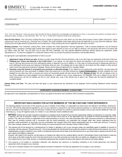 Consumer Lending Plan