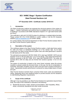 Steel Formed Sections System Certificate
