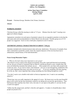 TOWN OF JAFFREY Jaffrey, New Hampshire Ad hoc Open Space