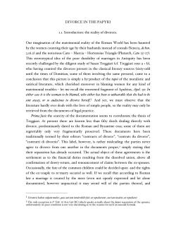 DIVORCE IN THE PAPYRI 1.1. Introduction: the reality of divorces