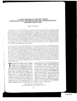 INTEGRATING ORAL TRADITIONS AND THE ARCHAEOLOGICAL