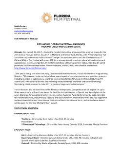 FOR IMMEDIATE RELEASE 26TH ANNUAL FLORIDA FILM
