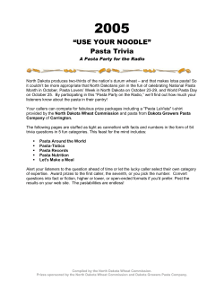 “USE YOUR NOODLE” Pasta Trivia - North Dakota Wheat Commission