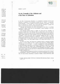 On the Neutrality of the Arbitrator and of the Place of Arbitration