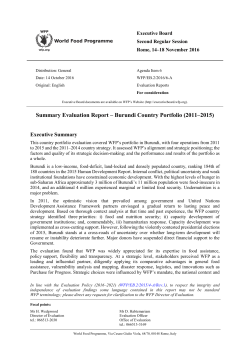 Summary Evaluation Report &ndash; Burundi Country Portfolio (2011&ndash;2015)