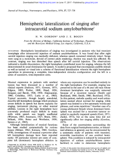Hemispheric lateralization of singing after intracarotid