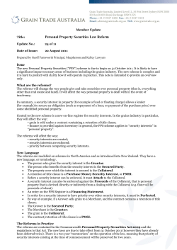 Personal Property Securities Law Reform Issue