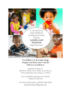 Early Childhood Development Center Presents SUMMER CAMP
