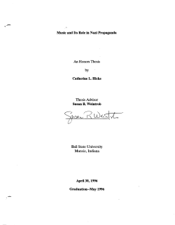 Music and Its Role in Nazi Propaganda An Honors Thesis Catherine