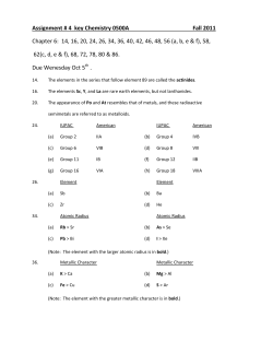 Assignment # 4 key Chemistry 0500A Fall 2011