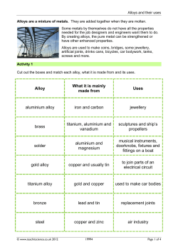 Alloys and their uses