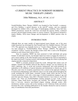 current practice in nordoff-robbins music therapy (nrmt)