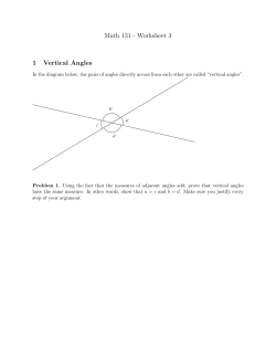 Math 131 - Worksheet 3 1 Vertical Angles
